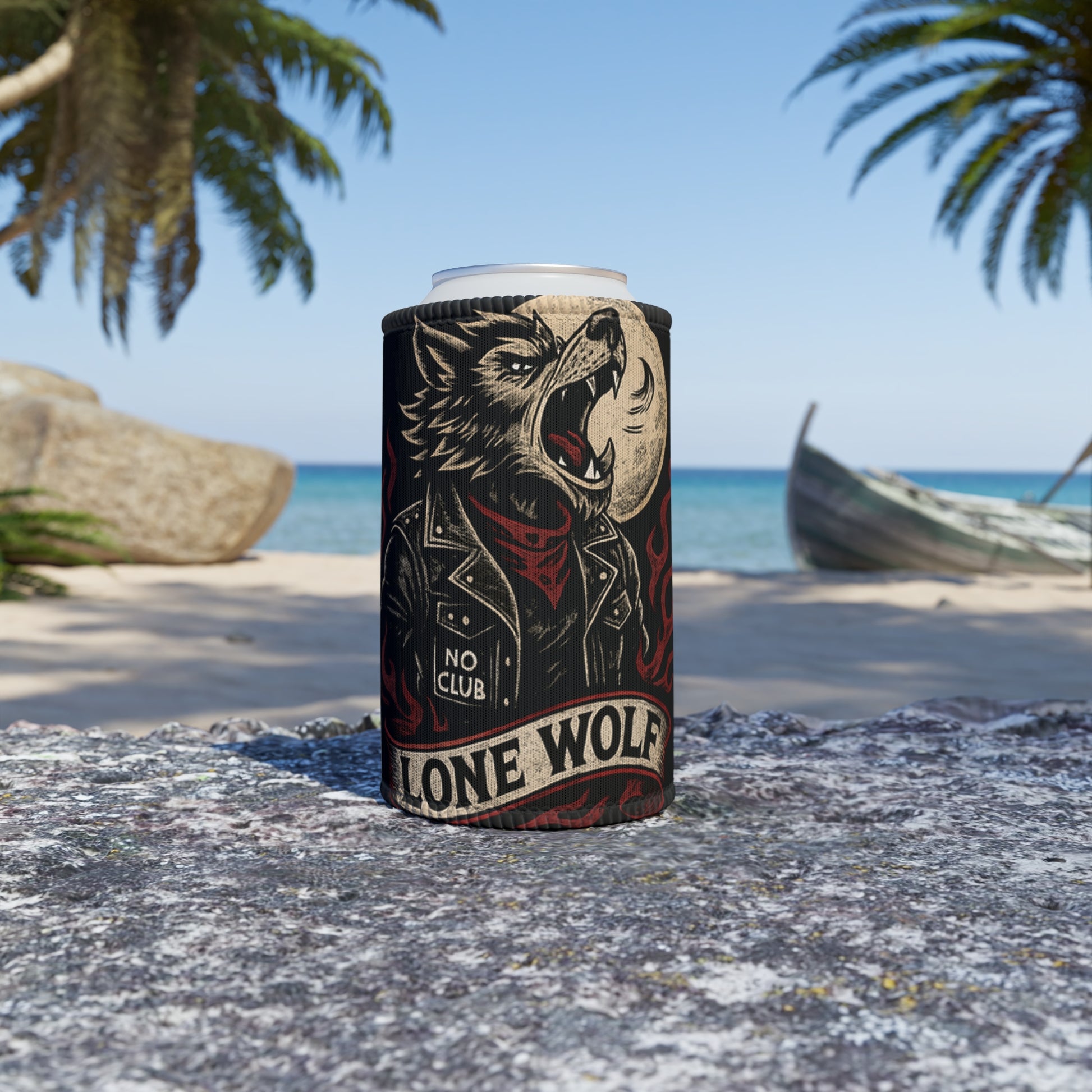No Club Lone Wolf Stubby Cooler - Retro Au Go Go