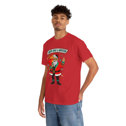 Santa Was A Hipster Christmas T-shirt - Retro Au Go Go