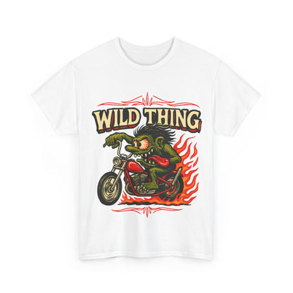 Wild Thing – Fire - Breathing Greaser Biker from Hell’s Highway T-Shirt - Retro Au Go Go