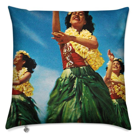 Vintage Retro Hawaiian 3 Hula Girls Cushion Cover