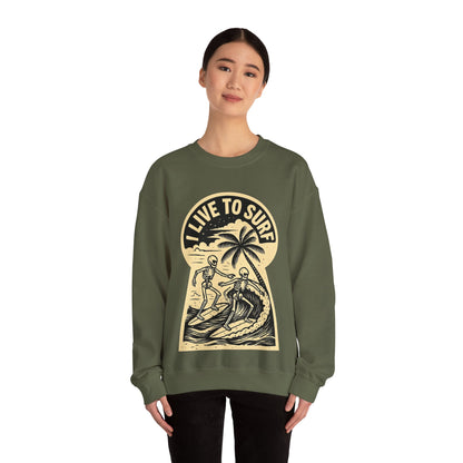 I Live To Surf Sweatshirt - Retro Au Go Go