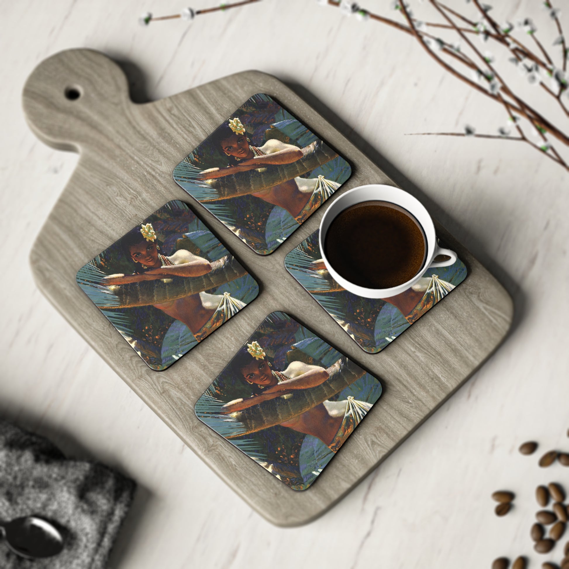 Hawaiian Beauty Coaster Set Of 4 - Retro Au Go Go