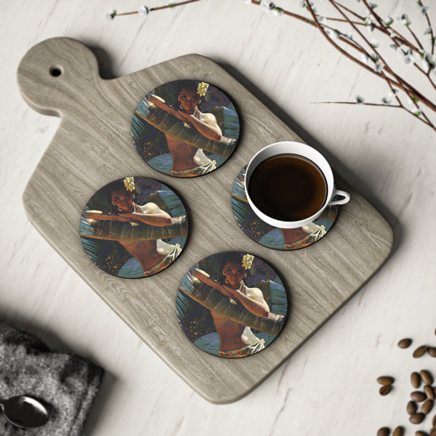 Hawaiian Beauty Coaster Set Of 4 - Retro Au Go Go