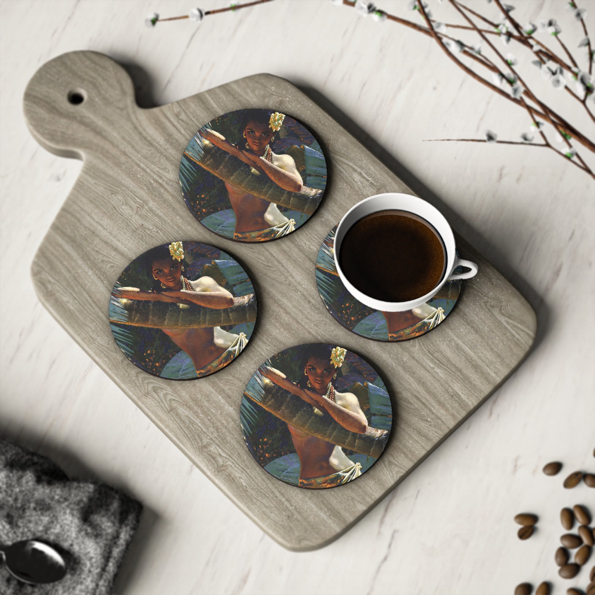 Hawaiian Beauty Coaster Set Of 4 - Retro Au Go Go