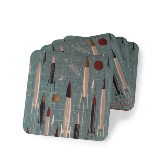 Mid Century Rockets Coaster Set - Retro Au Go Go