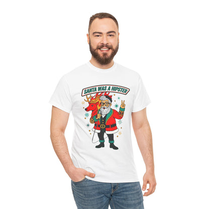 Santa Was A Hipster Christmas T-shirt - Retro Au Go Go