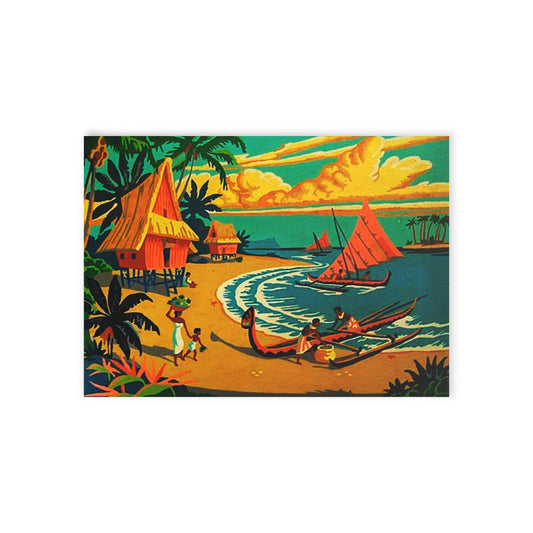 Post Card (One - Sided Print) - Vintage Island Scene - Retro Au Go Go