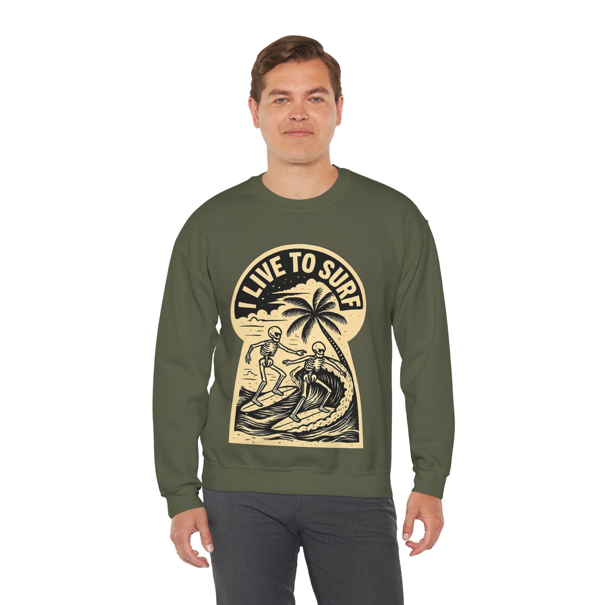 I Live To Surf Sweatshirt - Retro Au Go Go