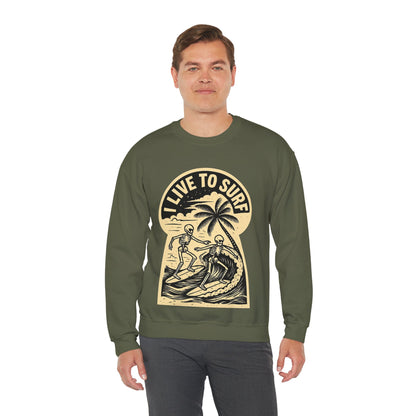 I Live To Surf Sweatshirt - Retro Au Go Go
