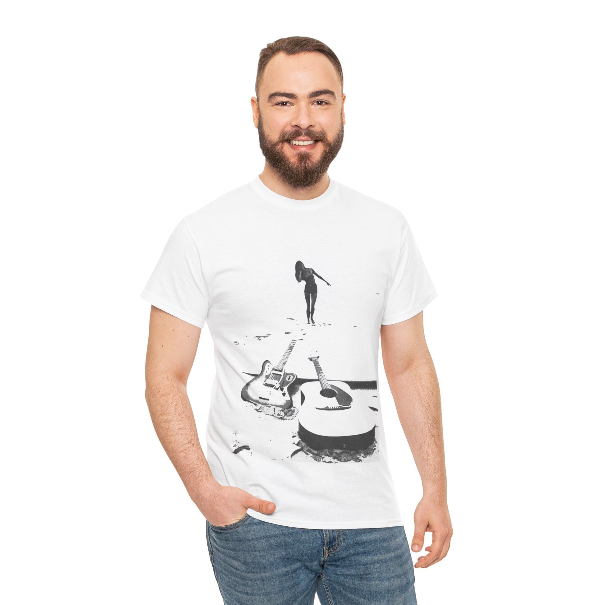 Bikini Beach Guitar T-shirt - Retro Au Go Go