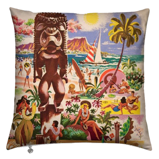 Tiki Hawaiian Holiday Hula Cushion Cover