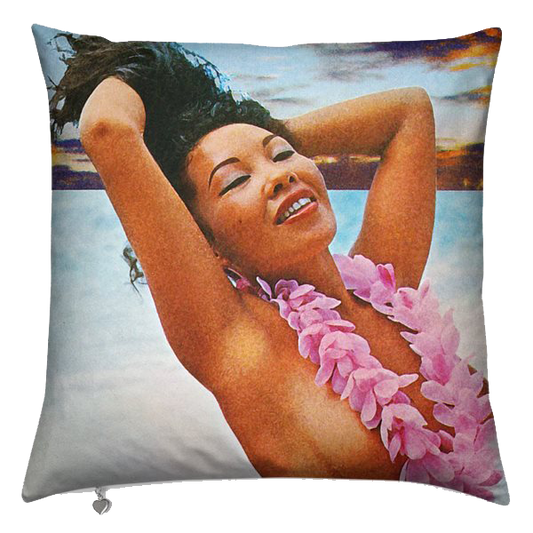 Vintage Hula Nude Lei Hawaiian Cushion Cover