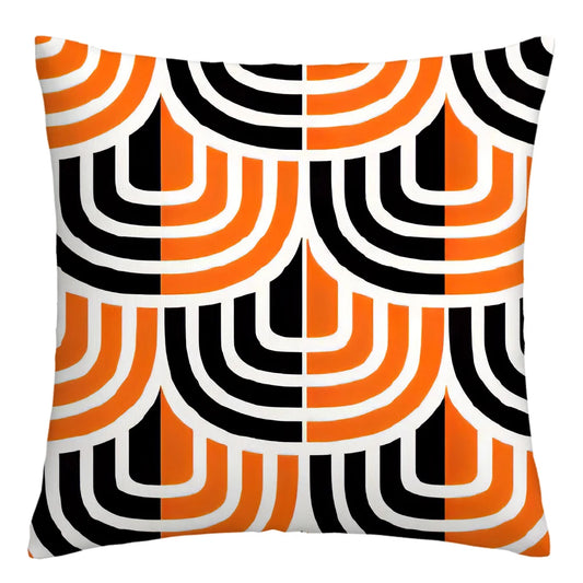 Orange Black Multi Retro Cushion Cover