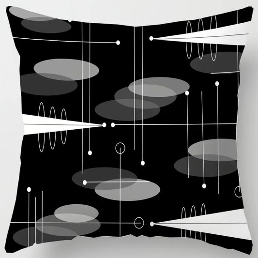Atomic Black Gray Cushion Cover