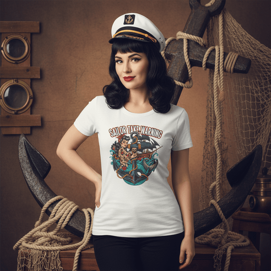 Sailor Take Warning Womens T-Shirt - Retro Au Go Go